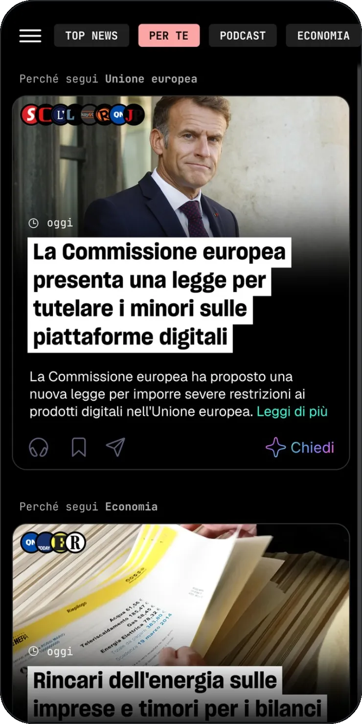 App Column: il feed personale Per te